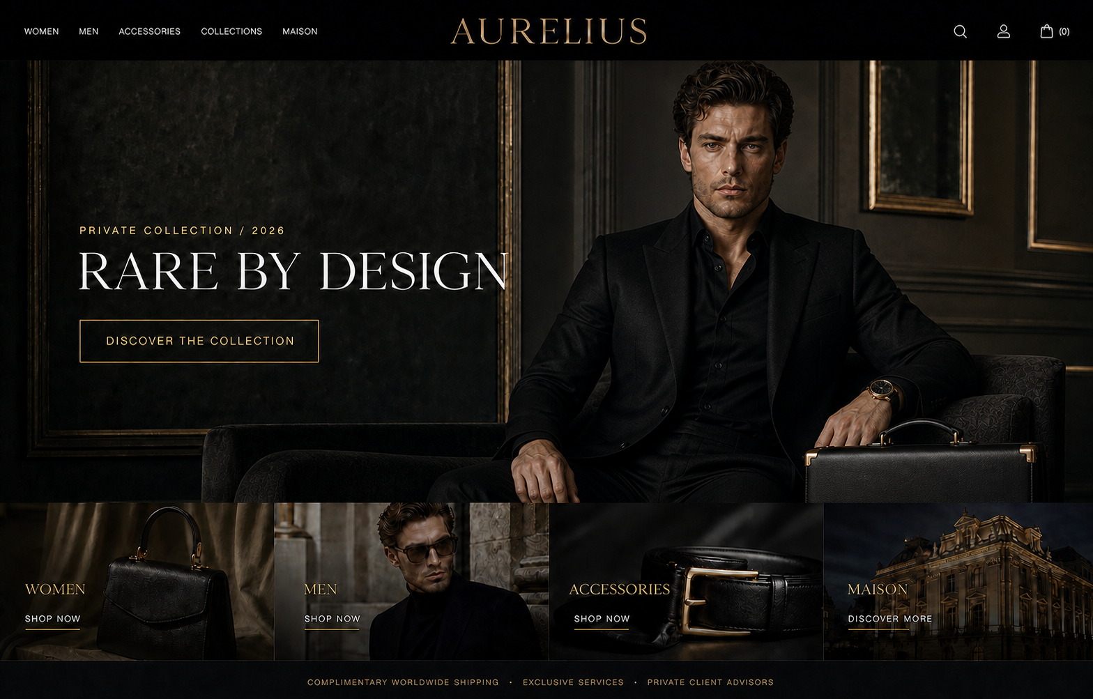 AURELIUS — LUXURY · FASHION website design preview